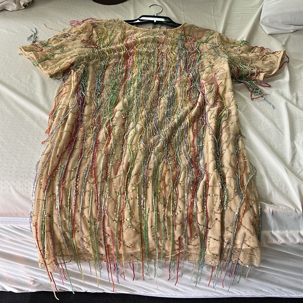 Nasty gal Plus Size Tassel Beaded Mini Shift Dress